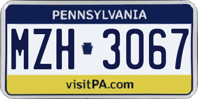 PA license plate MZH3067