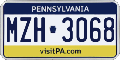 PA license plate MZH3068