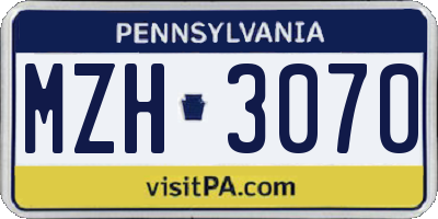 PA license plate MZH3070