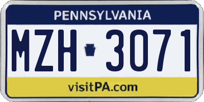 PA license plate MZH3071
