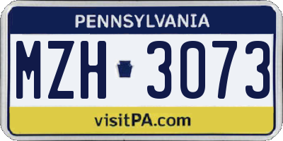 PA license plate MZH3073