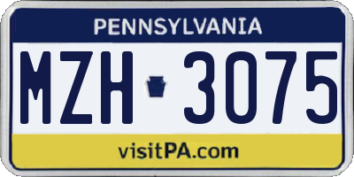 PA license plate MZH3075