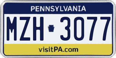 PA license plate MZH3077
