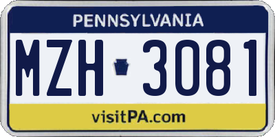 PA license plate MZH3081