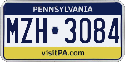 PA license plate MZH3084