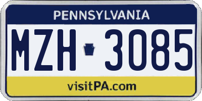 PA license plate MZH3085