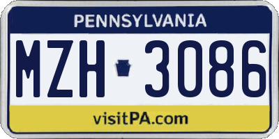 PA license plate MZH3086