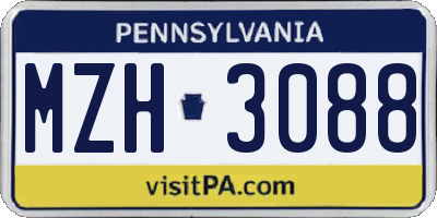 PA license plate MZH3088