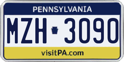 PA license plate MZH3090