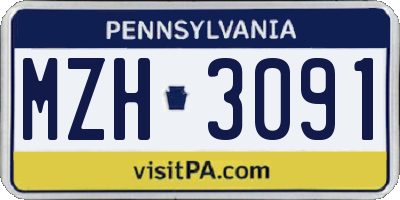 PA license plate MZH3091