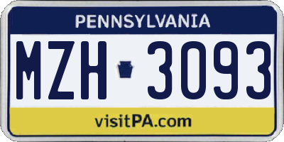 PA license plate MZH3093