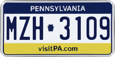 PA license plate MZH3109