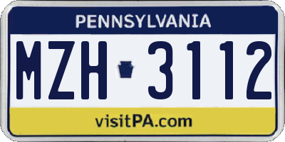 PA license plate MZH3112