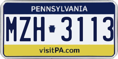 PA license plate MZH3113