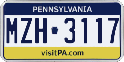 PA license plate MZH3117