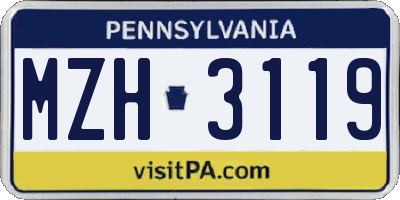 PA license plate MZH3119