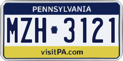 PA license plate MZH3121