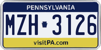 PA license plate MZH3126