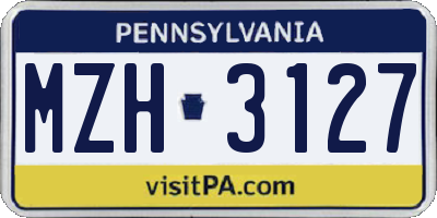 PA license plate MZH3127