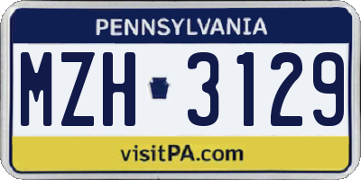 PA license plate MZH3129