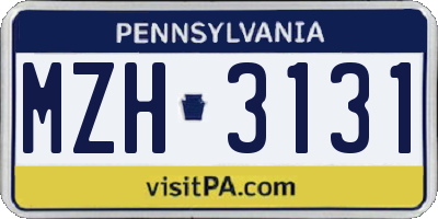 PA license plate MZH3131