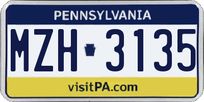 PA license plate MZH3135