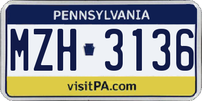 PA license plate MZH3136