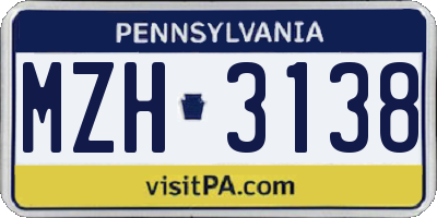 PA license plate MZH3138
