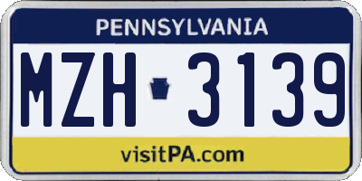 PA license plate MZH3139