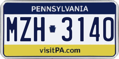 PA license plate MZH3140