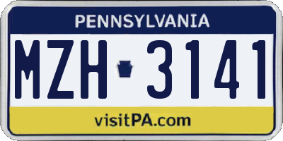 PA license plate MZH3141