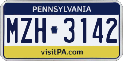 PA license plate MZH3142