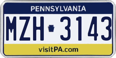 PA license plate MZH3143