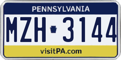 PA license plate MZH3144