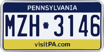 PA license plate MZH3146