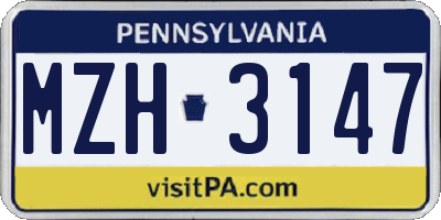 PA license plate MZH3147