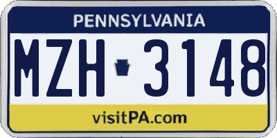 PA license plate MZH3148
