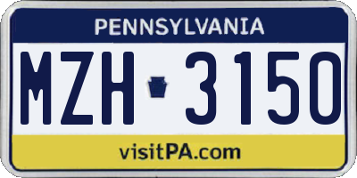 PA license plate MZH3150