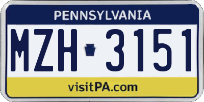 PA license plate MZH3151