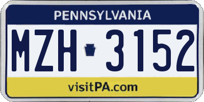PA license plate MZH3152