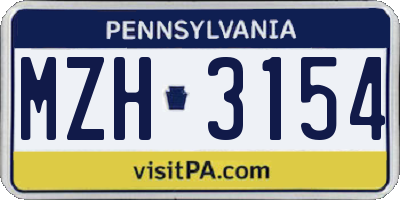 PA license plate MZH3154