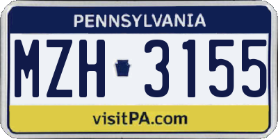 PA license plate MZH3155