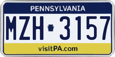 PA license plate MZH3157