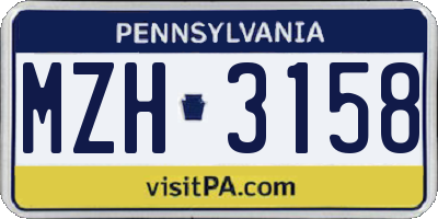 PA license plate MZH3158
