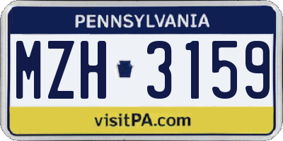 PA license plate MZH3159