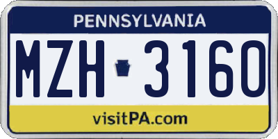 PA license plate MZH3160