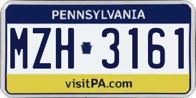 PA license plate MZH3161