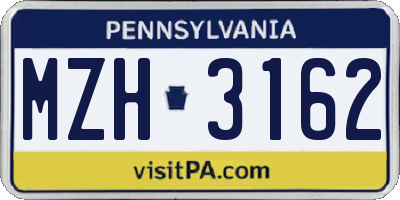 PA license plate MZH3162