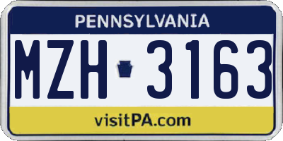 PA license plate MZH3163