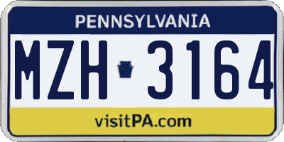 PA license plate MZH3164